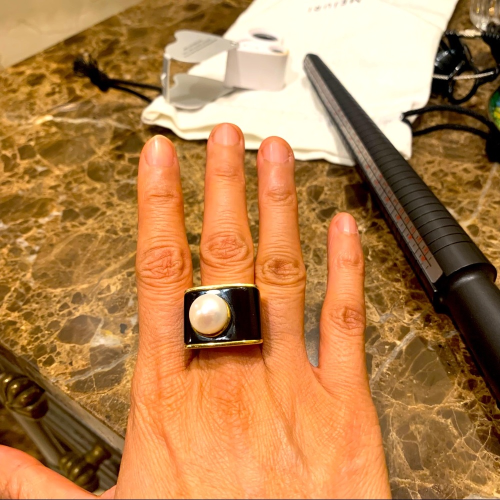 Vintage 925 China white pearl ring